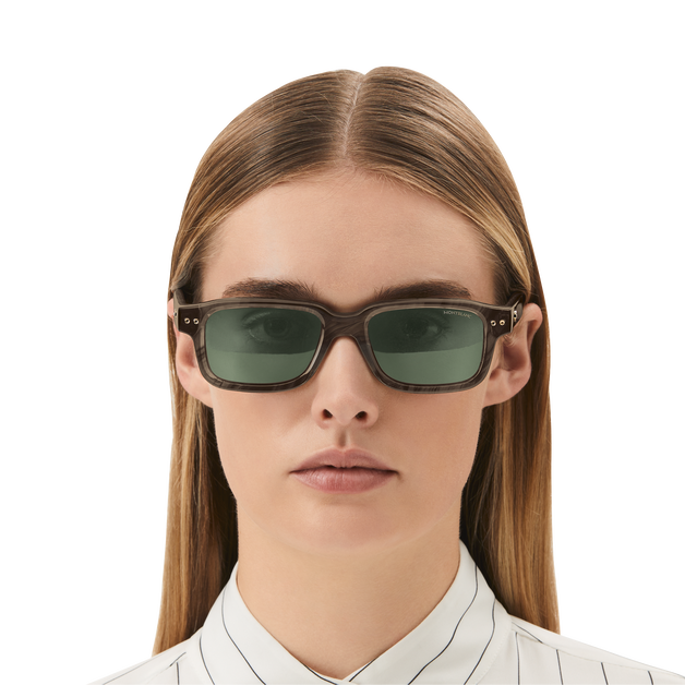Rectangular Sunglasses with Havana Coloured Acetate Frame - 4