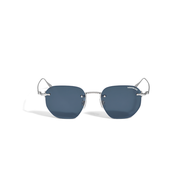 Round Sunglasses with Silver Colored Metal Frame - 1