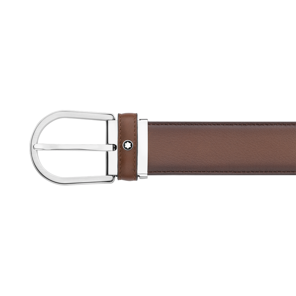 Horseshoe buckle brown 35 mm leather belt - 3