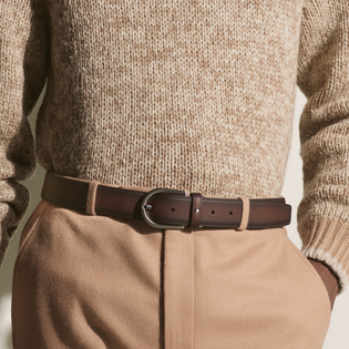 Horseshoe buckle brown 35 mm leather belt