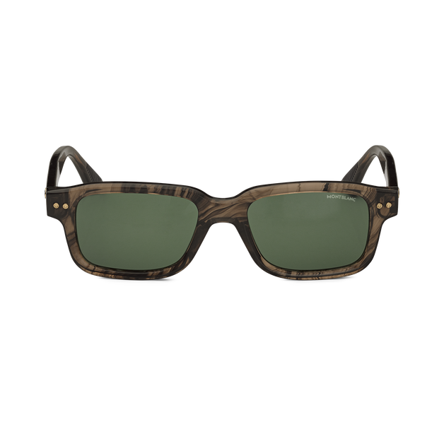 Rectangular Sunglasses with Havana Coloured Acetate Frame - 1