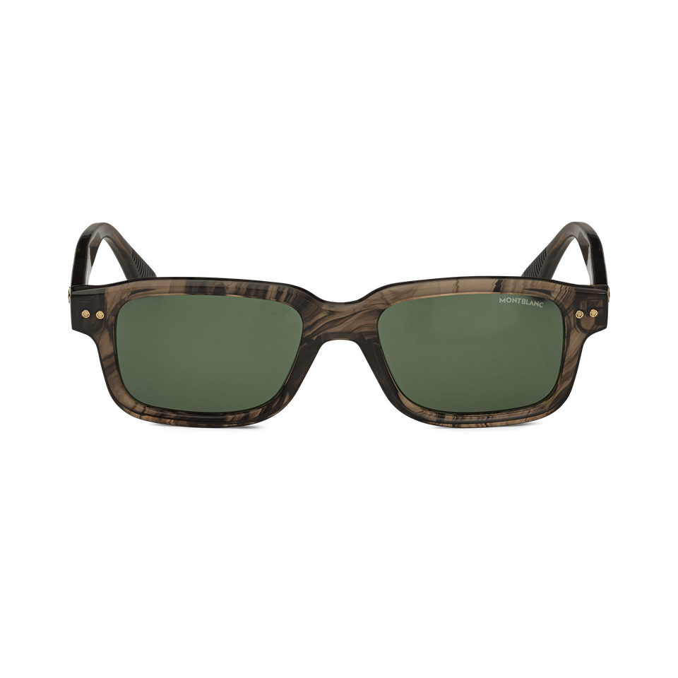 Rectangular Sunglasses with Havana Coloured Acetate Frame - 1