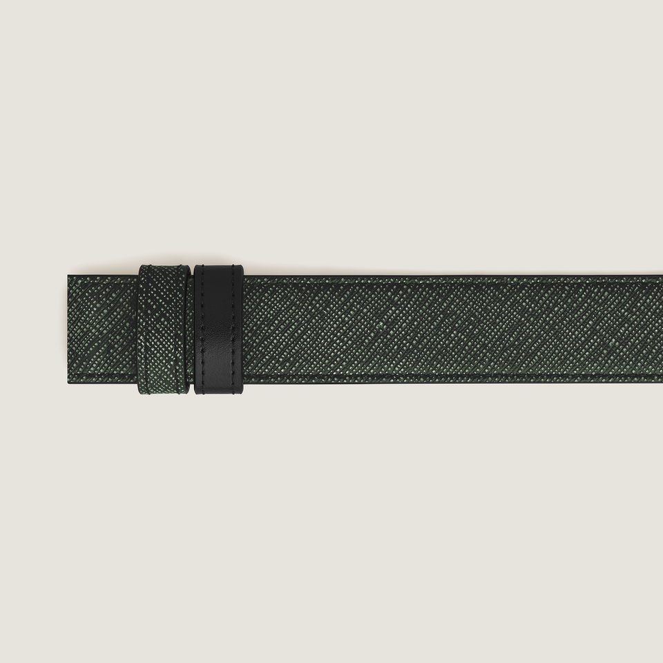 Tweed khaki Sartorial/black Meisterst&uuml;ck 30mm reversible leather strap - 3
