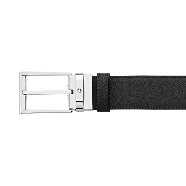Black/blue 35 mm reversible leather belt - 5