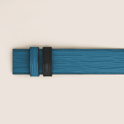 Smoky blue/black 35mm reversible leather belt