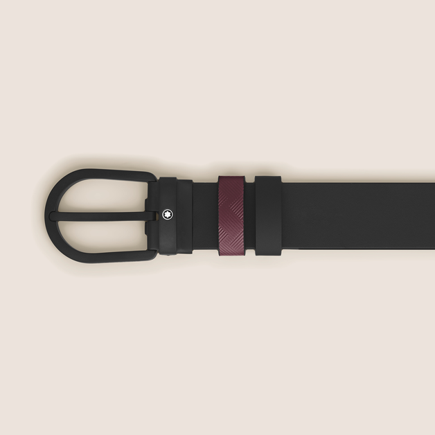 Horseshoe buckle cassis/black 30mm reversible leather strap - 2