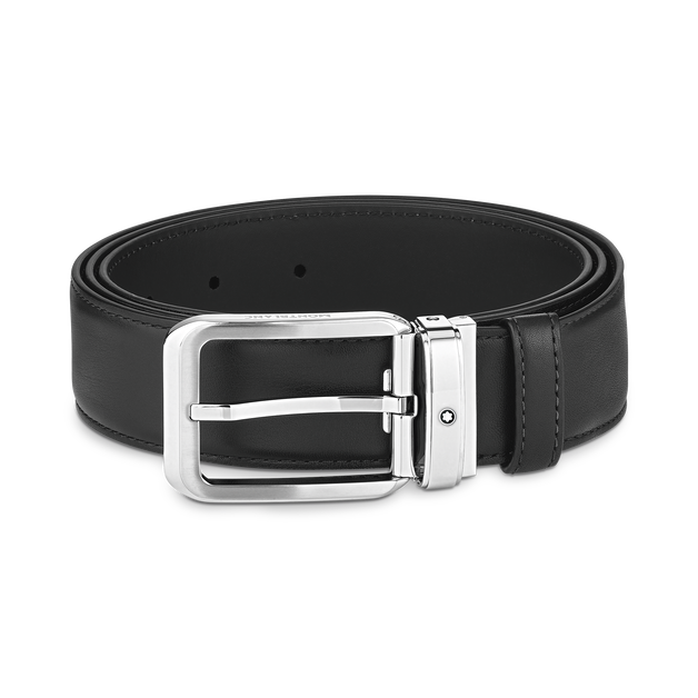 Black 35 mm leather belt - 1
