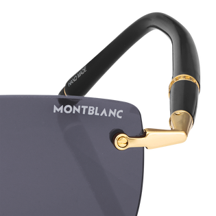 Rectangular Sunglasses with Gold Coloured Metal Frame
