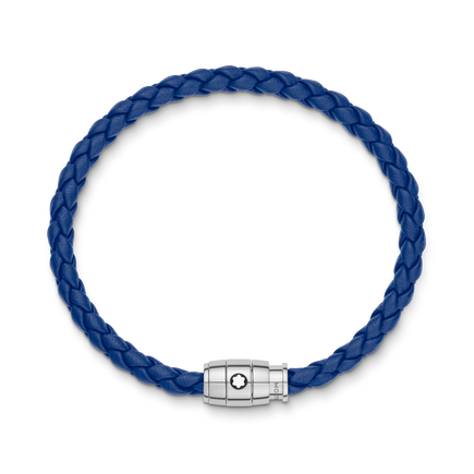 Bracelet Steel 3 rings closing and Blue leather