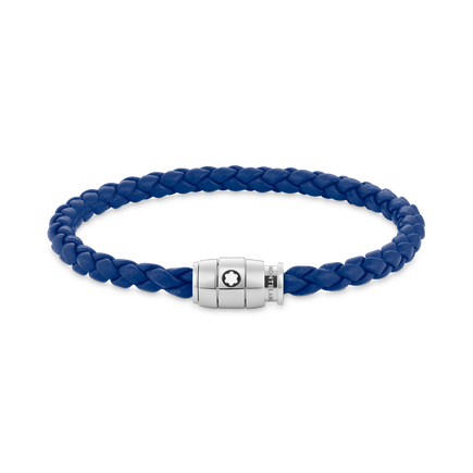 Bracelet Steel 3 rings closing and Blue leather