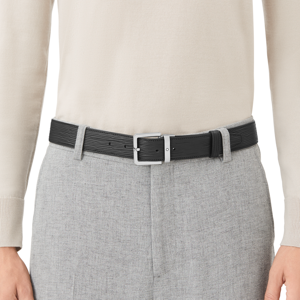 Black 35 mm leather belt - 2