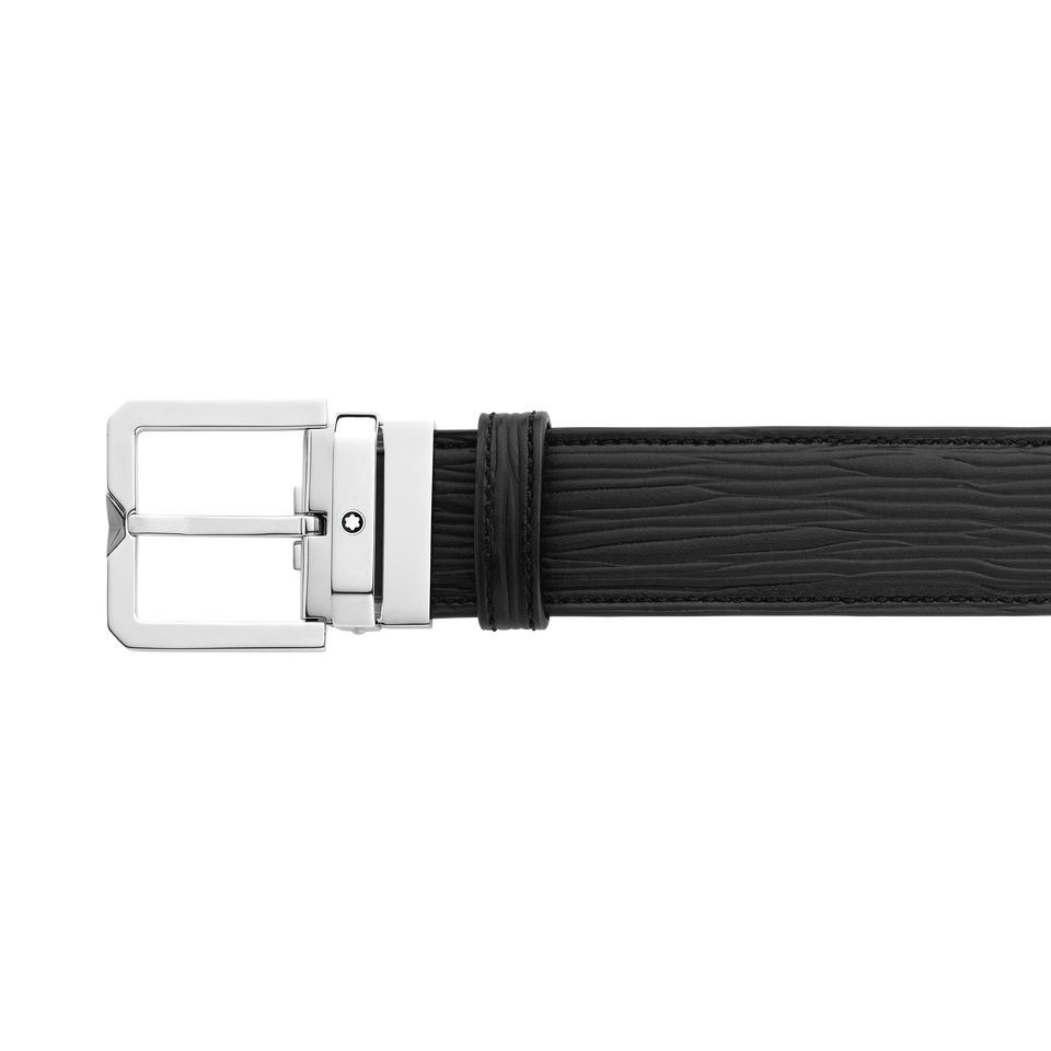 Black 35 mm leather belt - 3