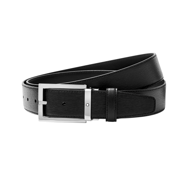 Black 35 mm leather belt - 1