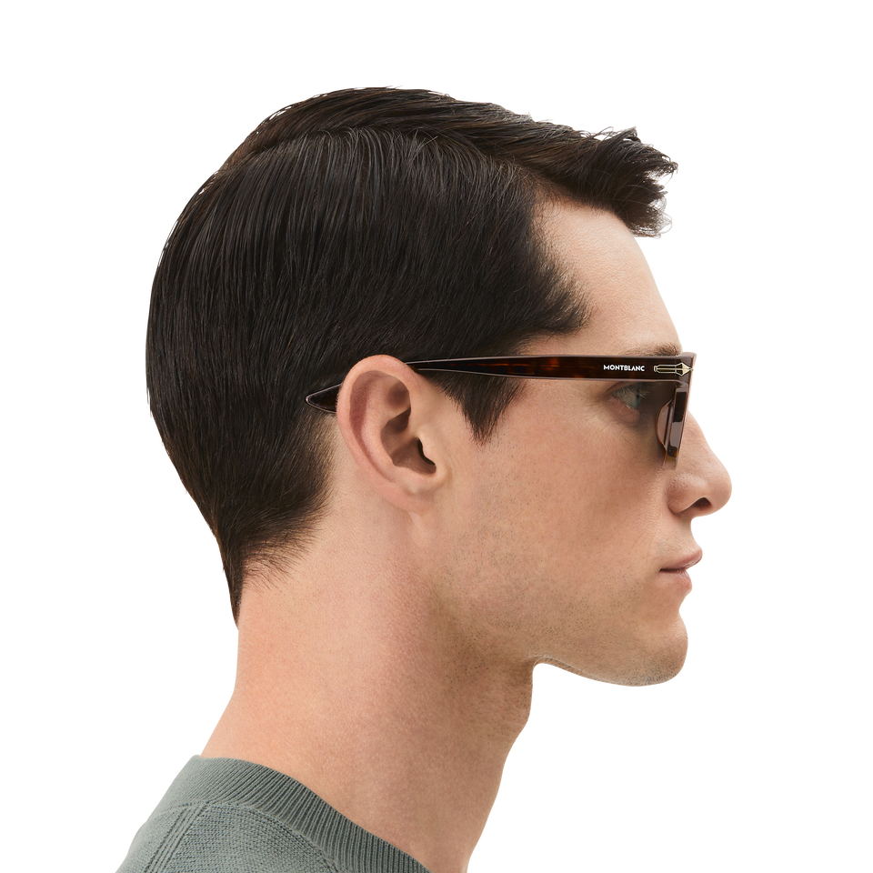 Squared Sunglasses with Havana Coloured Acetate Frame (M) - 7