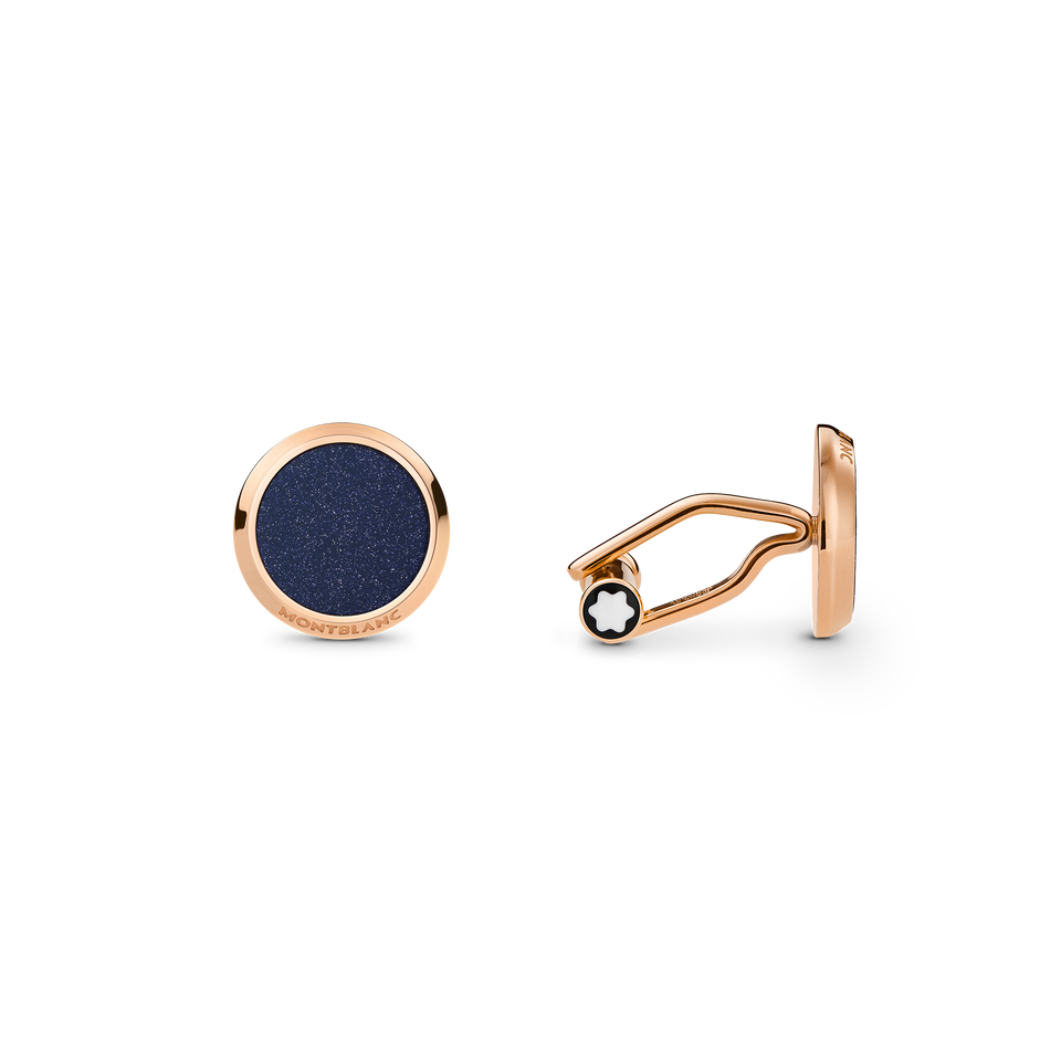 Boutons de Manchette Meisterst&uuml;ck avec Incrustation de Pierre de Soleil Bleue - 1