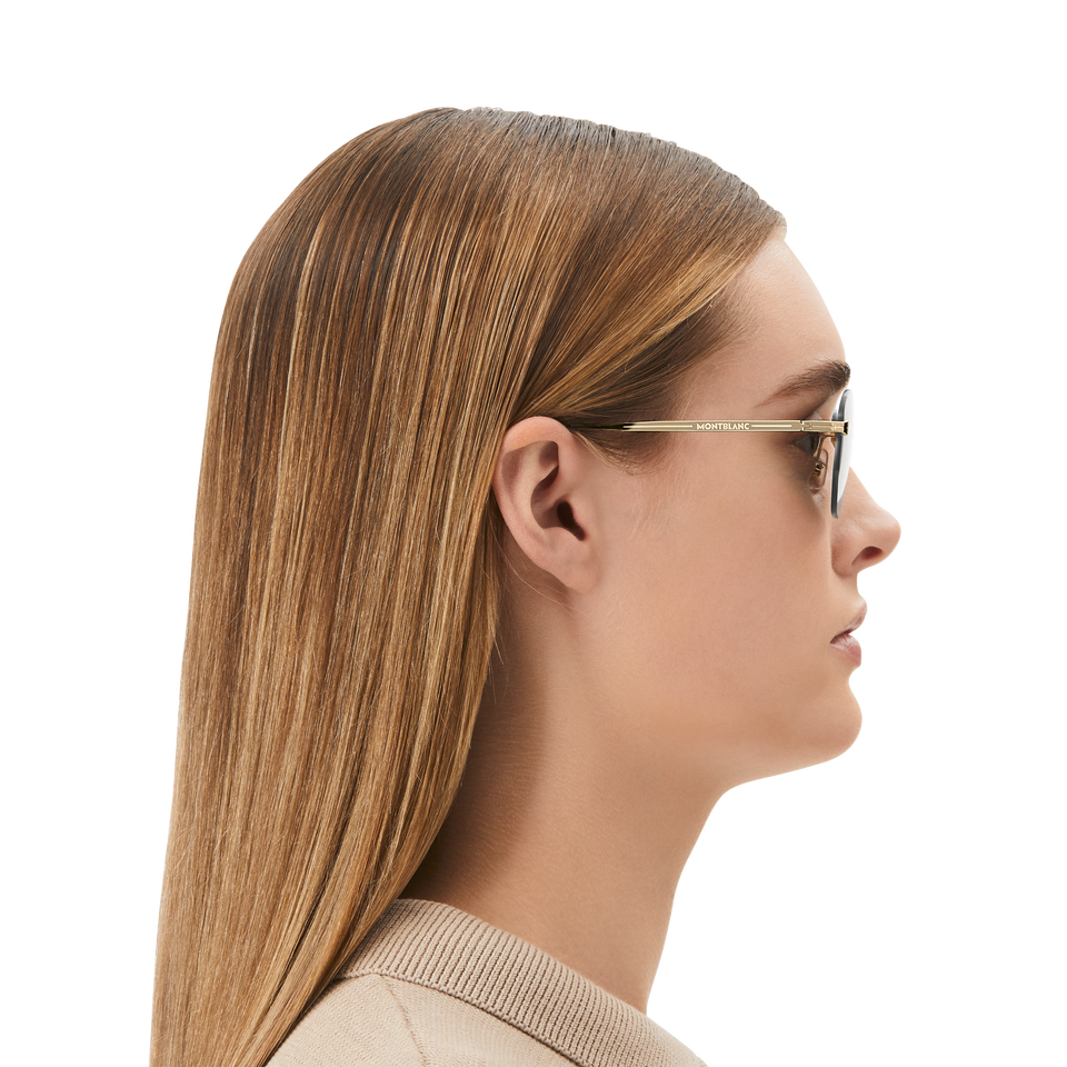 Rectangular Sunglasses with Gold Coloured Metal Frame - 6