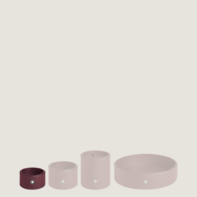 Round Desk tray in Cassis Leather (Medium) - 2