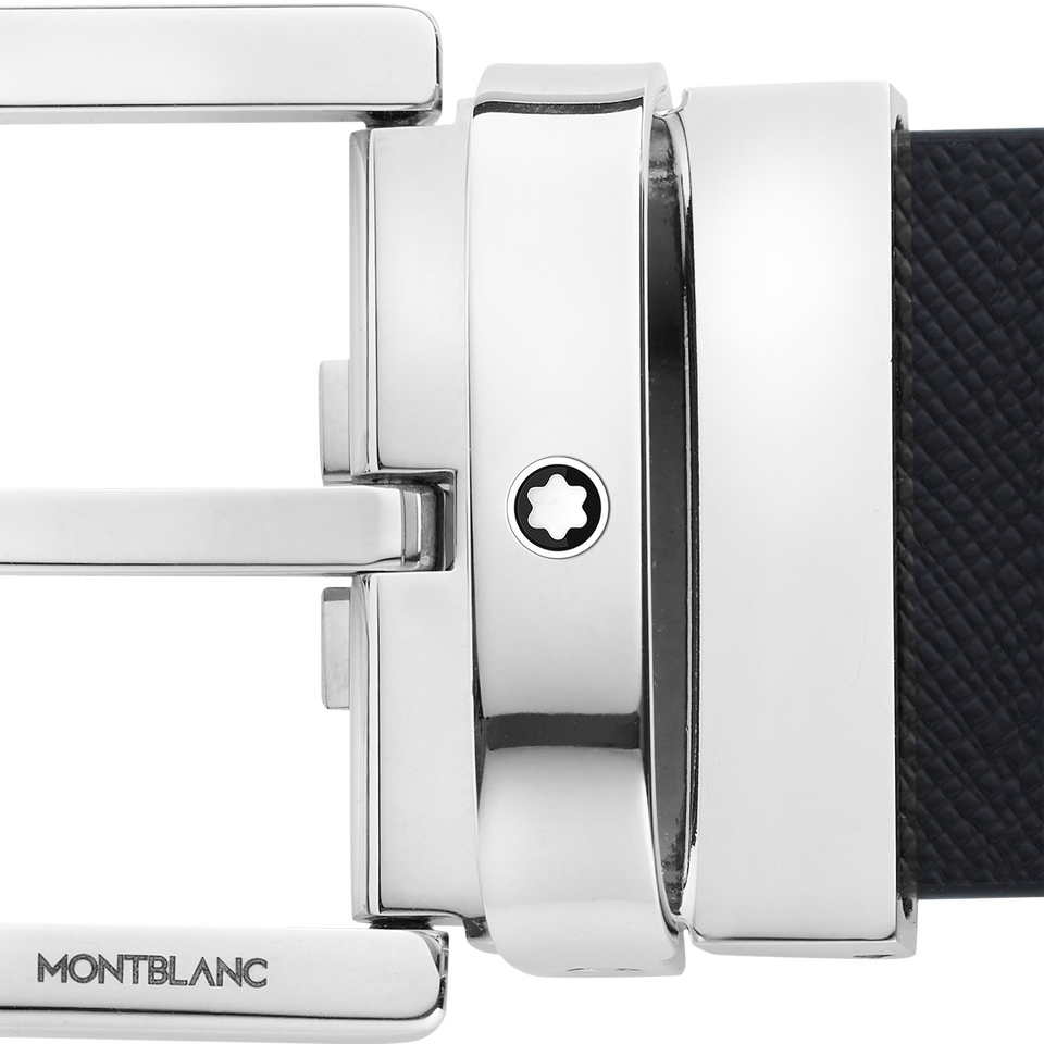 Horseshoe buckle printed black/mosto 35 mm reversible leather belt - 3
