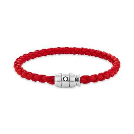 Bracelet Steel 3 rings closing and Red leather