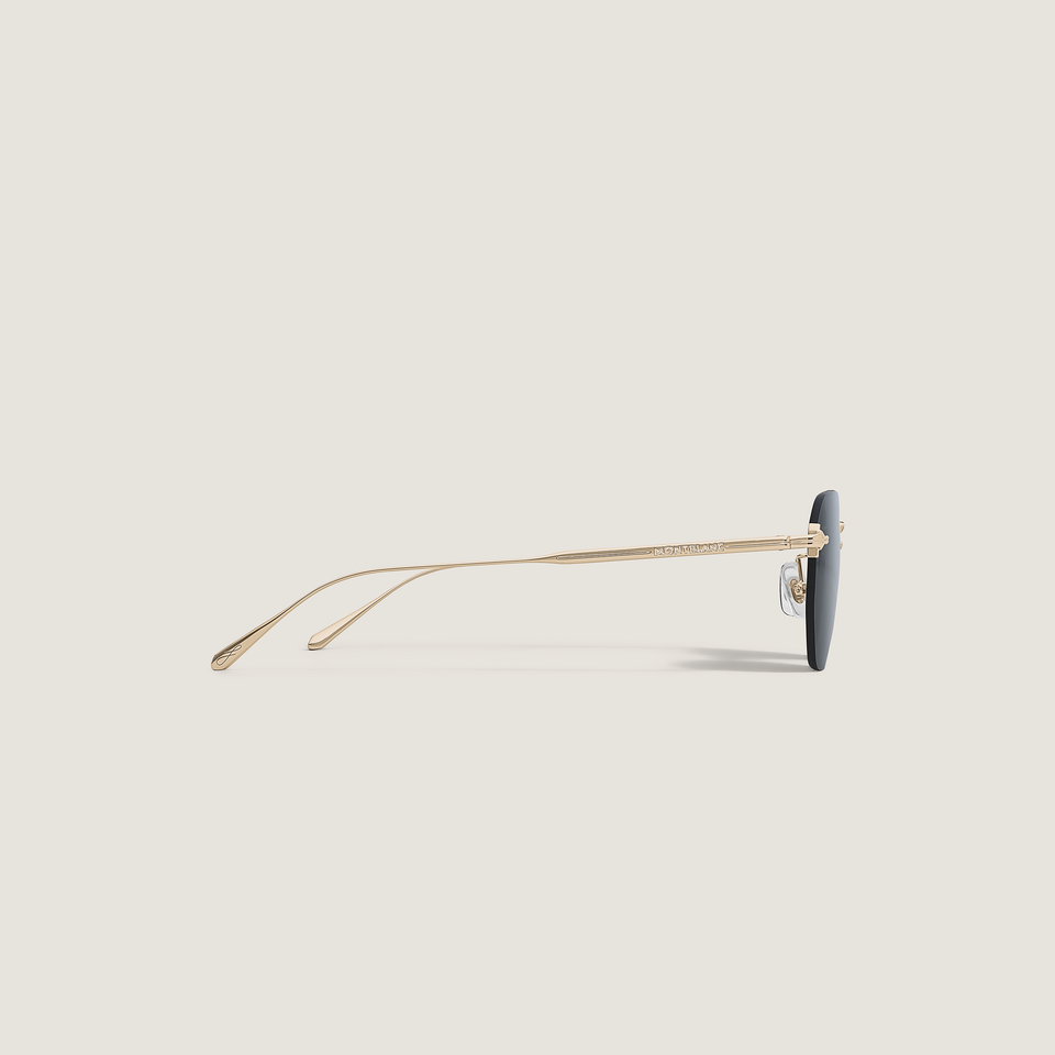 Round Sunglasses with Gold Colored Metal Frame - 2