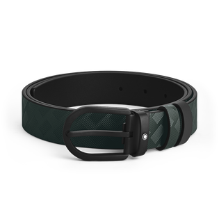 Horseshoe Buckle British Green/Black 30&nbsp;mm Reversible Leather Strap