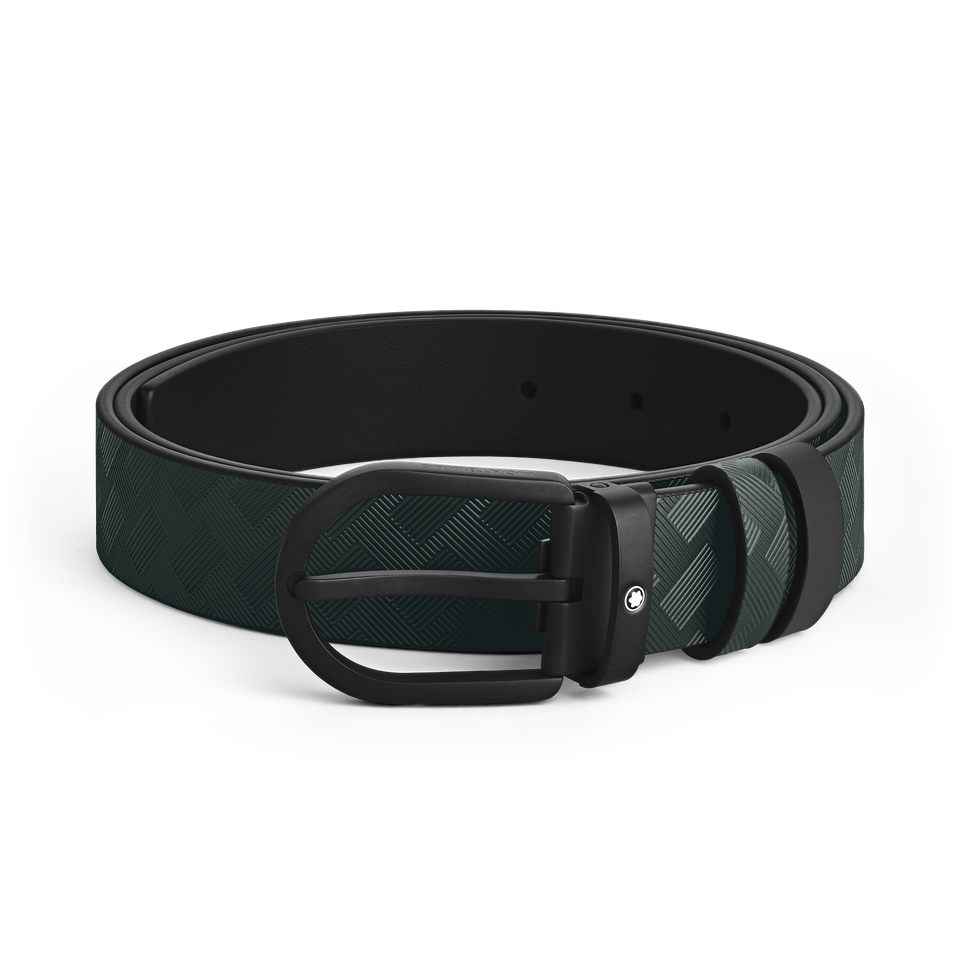 Horseshoe Buckle British Green/Black 30&nbsp;mm Reversible Leather Strap - 1