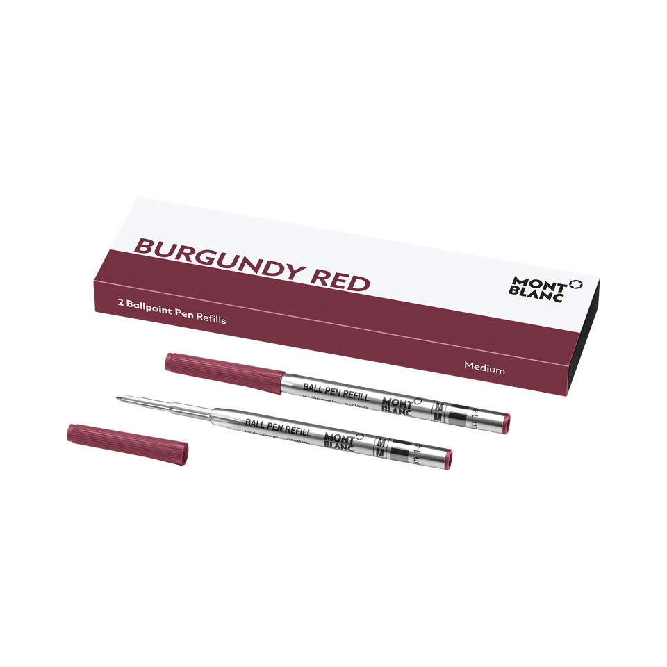 2 Ballpoint Refills, Burgundy Red - Medium - 1