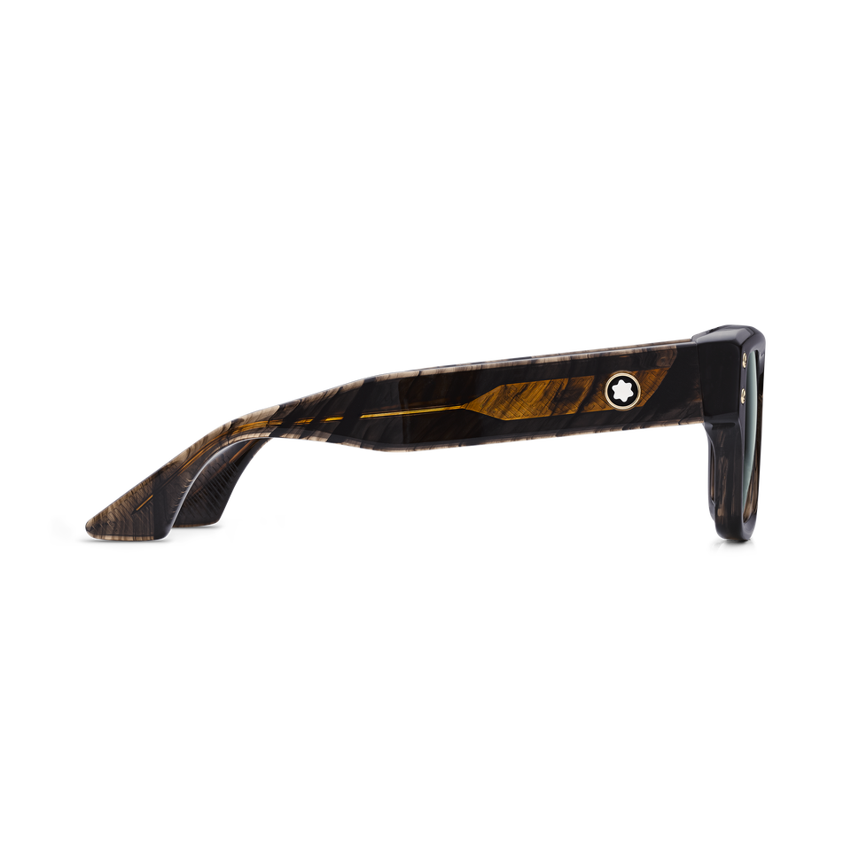 Rectangular Sunglasses with Melange Coloured Acetate Frame - 2