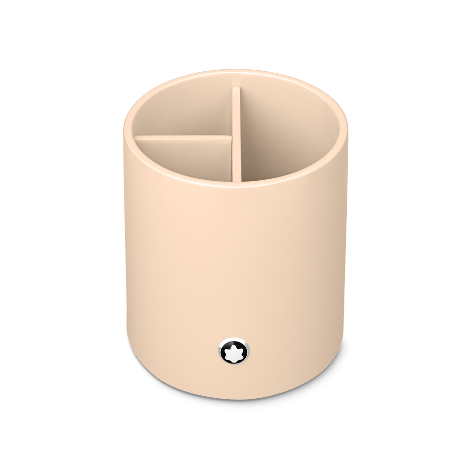 Round Pen Holder in Ivory Lacquered Wood  - 1