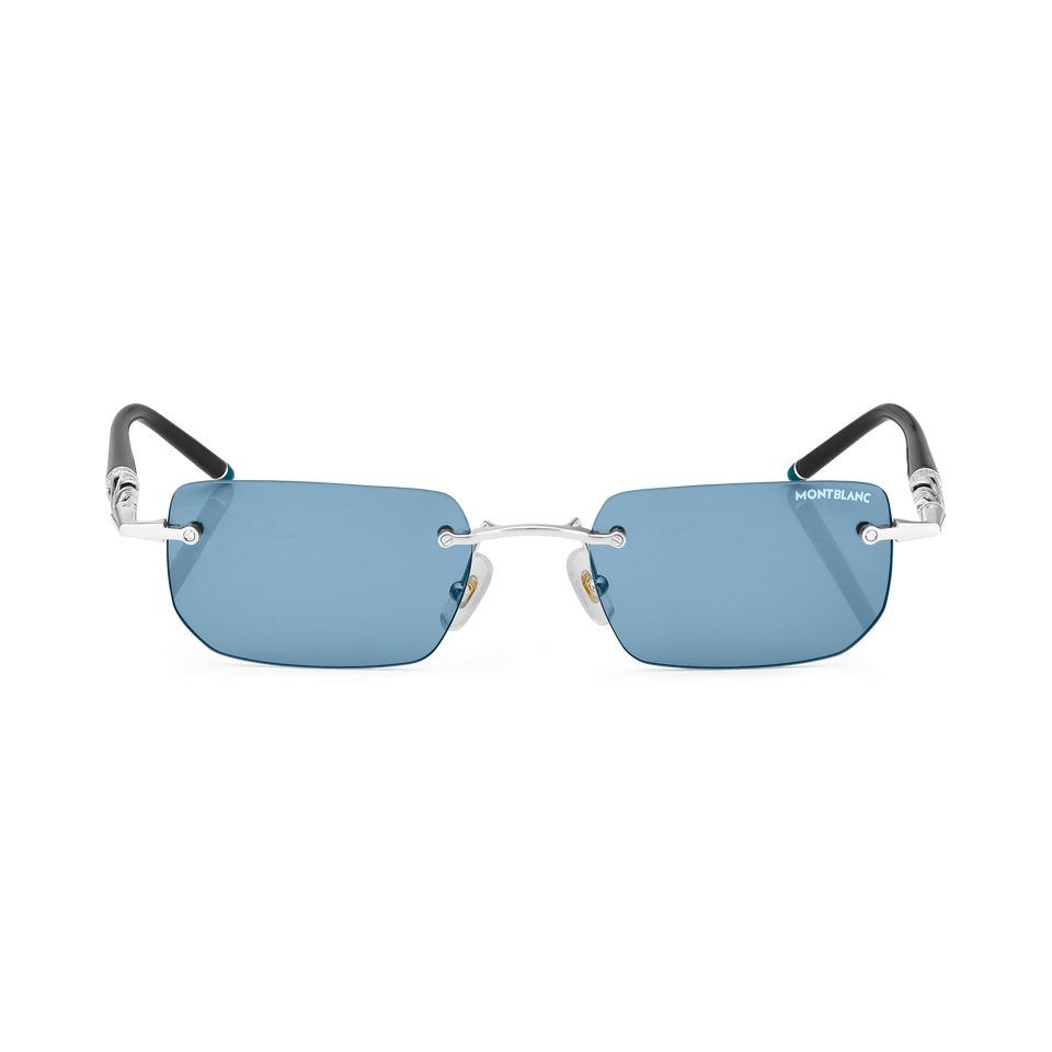 Rectangular Sunglasses with Silver Coloured Metal Frame - 1