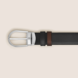Horseshoe buckle brown/black 30mm reversible leather strap