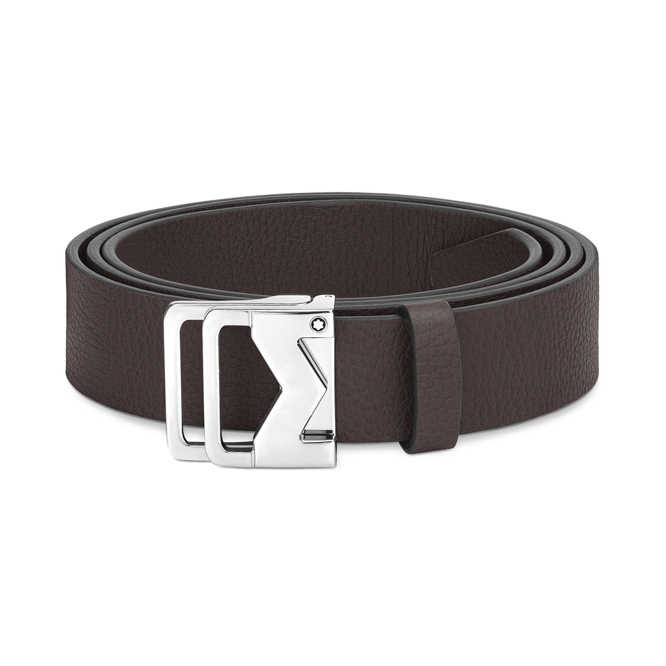 Grainy ebony 35mm leather belt - 1