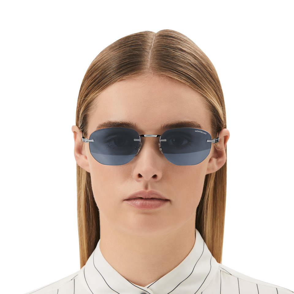Rectangular Sunglasses with Silver Coloured Metal Frame - 4