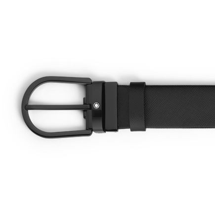 Horseshoe buckle black 35 mm leather belt