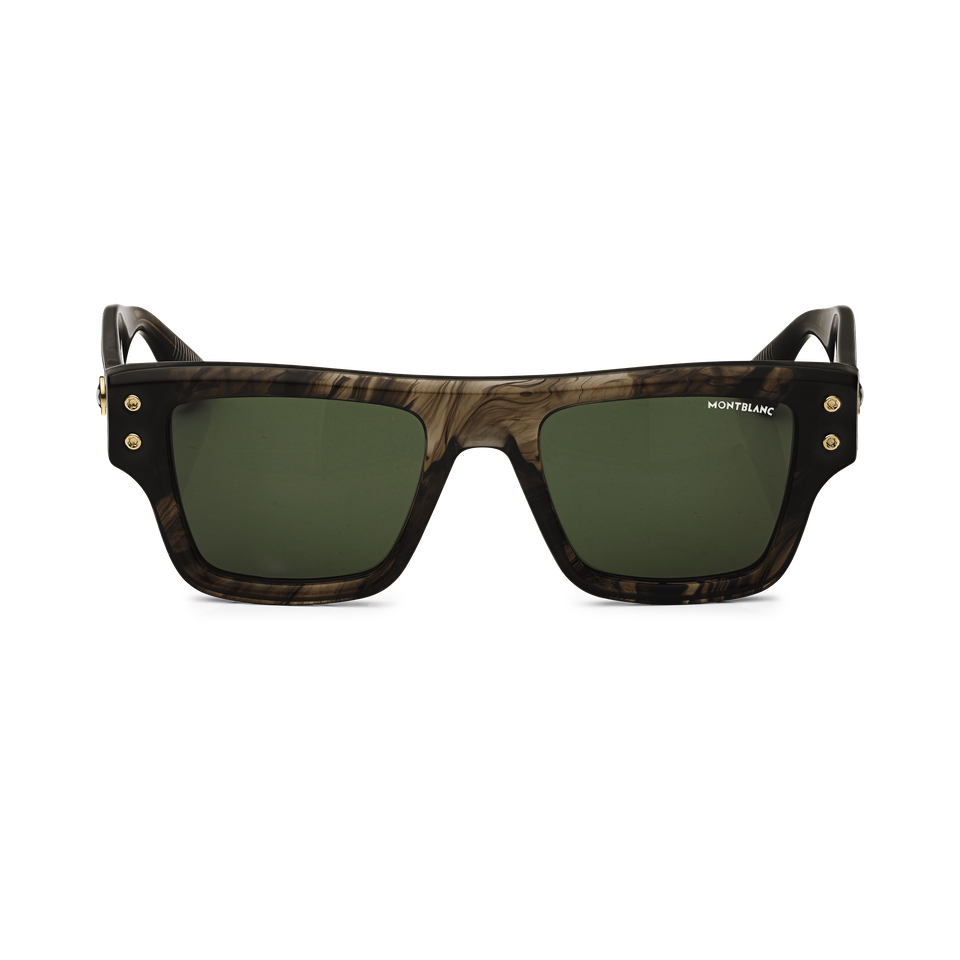 Rectangular Sunglasses with Melange Coloured Acetate Frame - 1