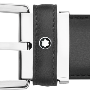 Horseshoe buckle gray 35 mm leather belt