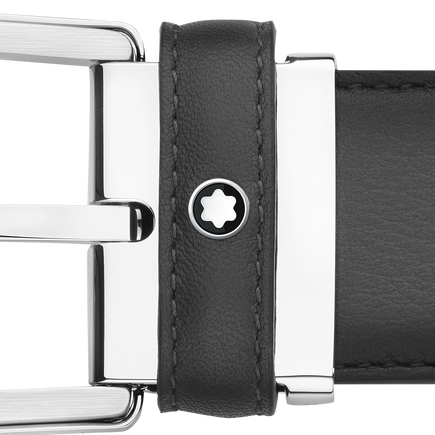Horseshoe buckle gray 35 mm leather belt