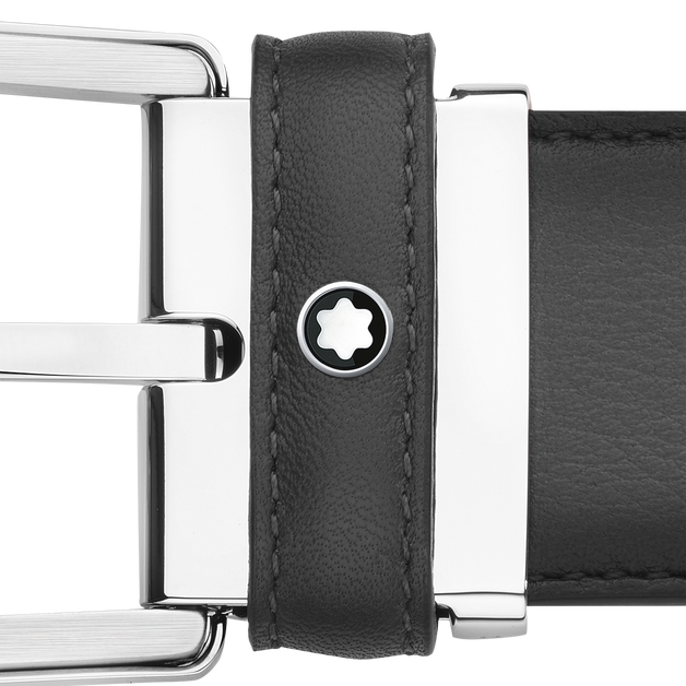 Horseshoe buckle gray 35 mm leather belt - 3