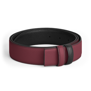 Cassis/black 35mm reversible leather belt