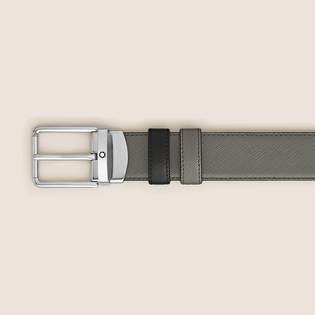 Medium grey/black 30 mm reversible leather strap