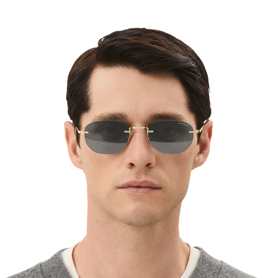 Rectangular Sunglasses with Gold Coloured Metal Frame - 5