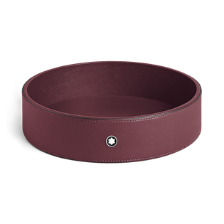 Round Desk tray in Cassis Leather (Large)
