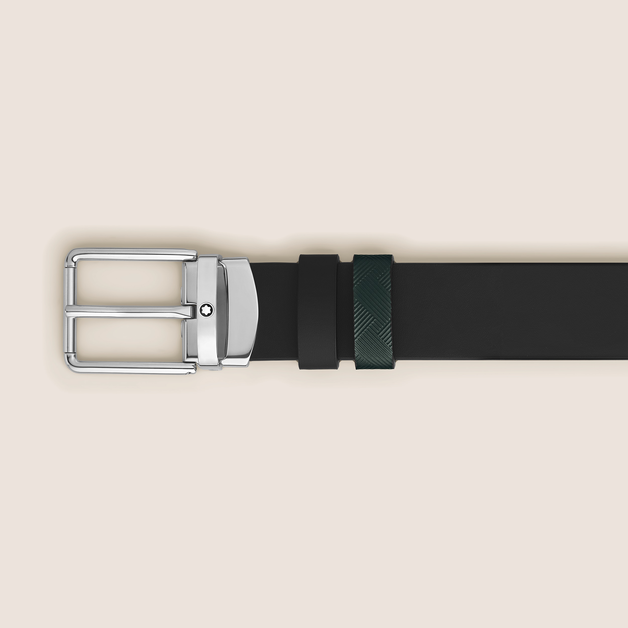 British green/black 30 mm reversible leather strap - 2