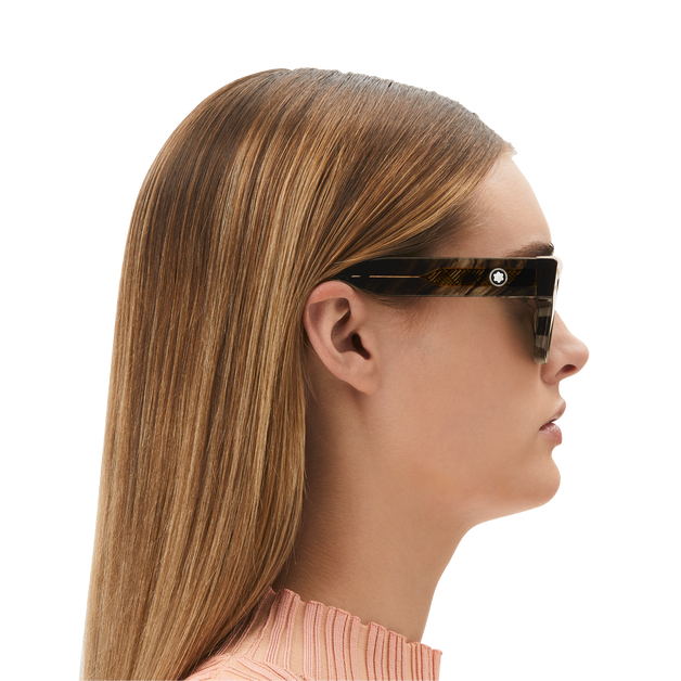 Rectangular Sunglasses with Melange Coloured Acetate Frame - 6