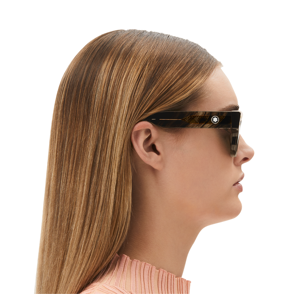 Rectangular Sunglasses with Melange Coloured Acetate Frame - 6