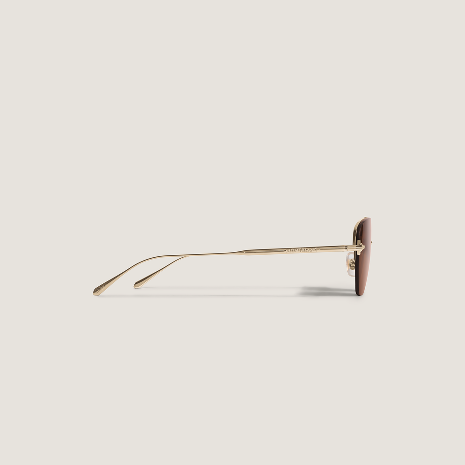 Oval Sunglasses with Gold Colored Metal Frame - 2