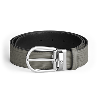 Horseshoe Buckle Medium Grey 35&nbsp;mm Leather Belt