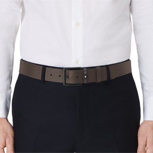 Brown/black 35 mm reversible leather belt