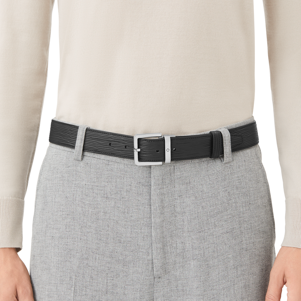 Black 35 mm leather belt - 2