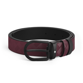 Horseshoe buckle cassis/black 30mm reversible leather strap